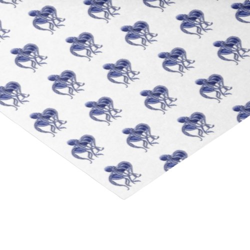 Blue and white Octopus  Tissue Paper