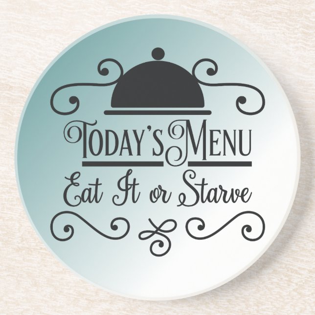 Blue and White Ombre Kitchen Sayings Coaster (Front)