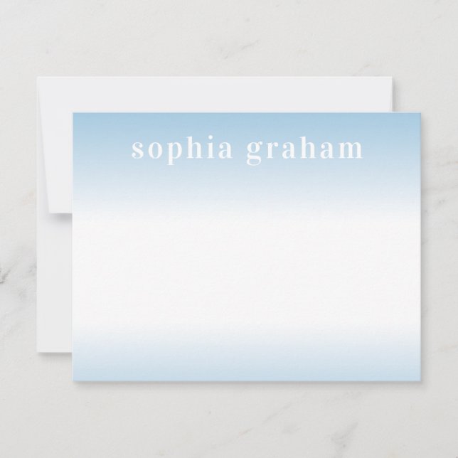 Blue and White Ombre Note Card (Front)