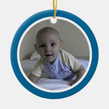 Blue And White  - One Sided Ceramic Ornament by scribbleprints at Zazzle