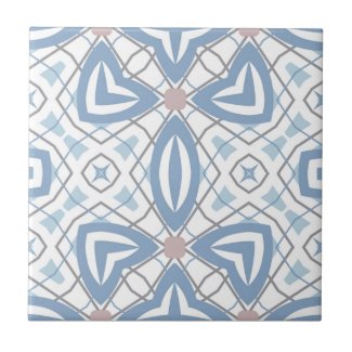 Blue And White Op Art Abstract Modern Geometric Ceramic Tile