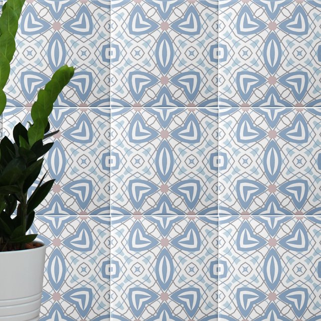 Blue And White Op Art Abstract Modern Geometric Ceramic Tile (Creator Uploaded)