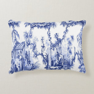 Blue and White Oriental Chinoiserie  Accent Pillow