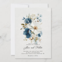 Blue and White Painterly Floral Wedding