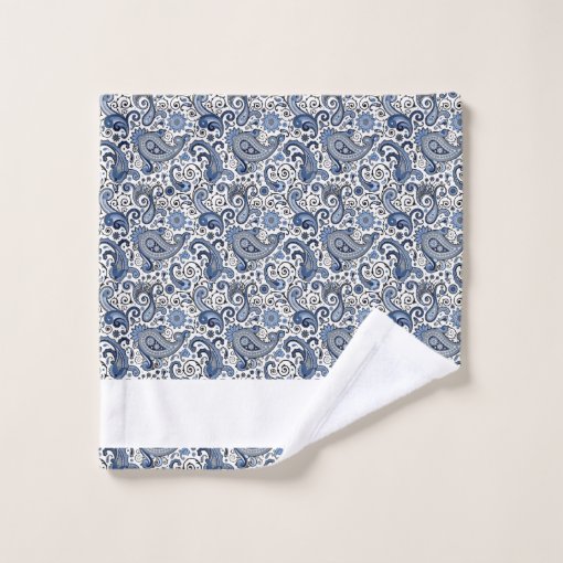 Blue and white paisley bath towel set | Zazzle