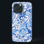 Blue and White Paisley iPhone 13 Pro Case<br><div class="desc">Blue and white Indian paisley design.</div>