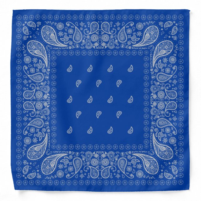 Blue and White Paisley Design Bandana (Front)