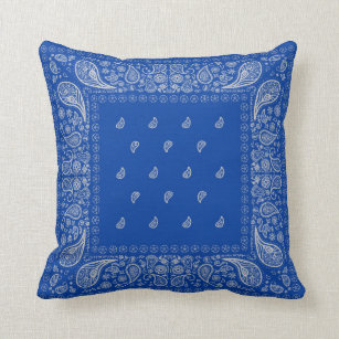 Blue and White Paisley Design Throw Pillow