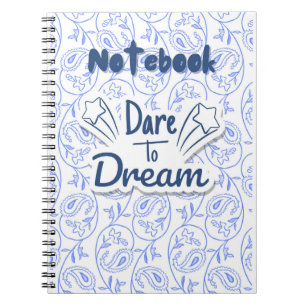 Blue and White Paisley Dreamy Motivational Notebook