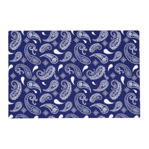 Blue and white paisley pattern  placemat