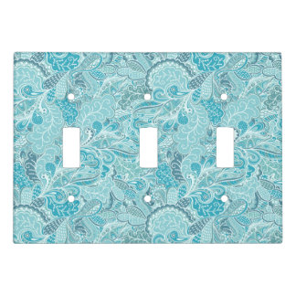 Blue and White Paisley Print Light Switch Cover
