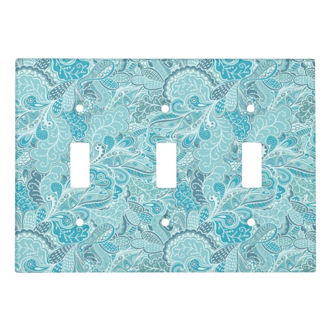 Blue and White Paisley Print   Light Switch Cover (Front)