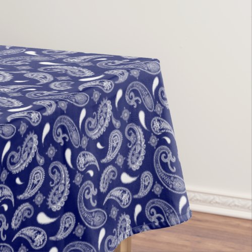 Blue and white paisley  tablecloth