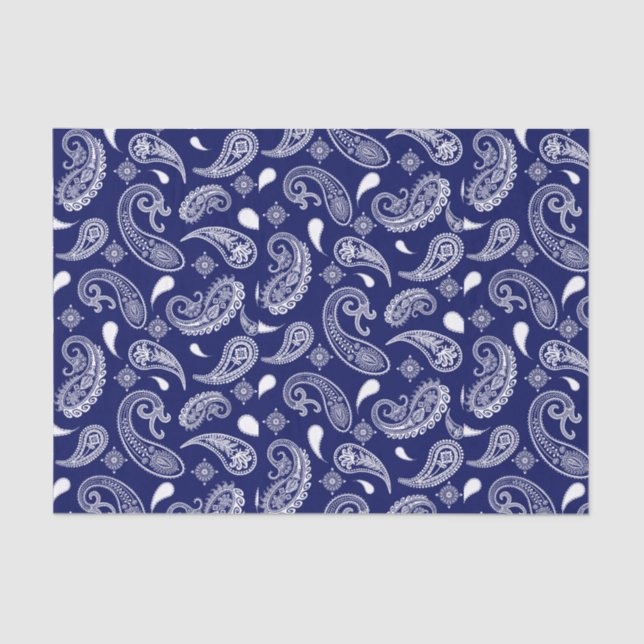 Blue and white paisley  tissue paper (Front)