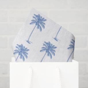 Blue and White Palm Palmetto Tree Tissue Paper
