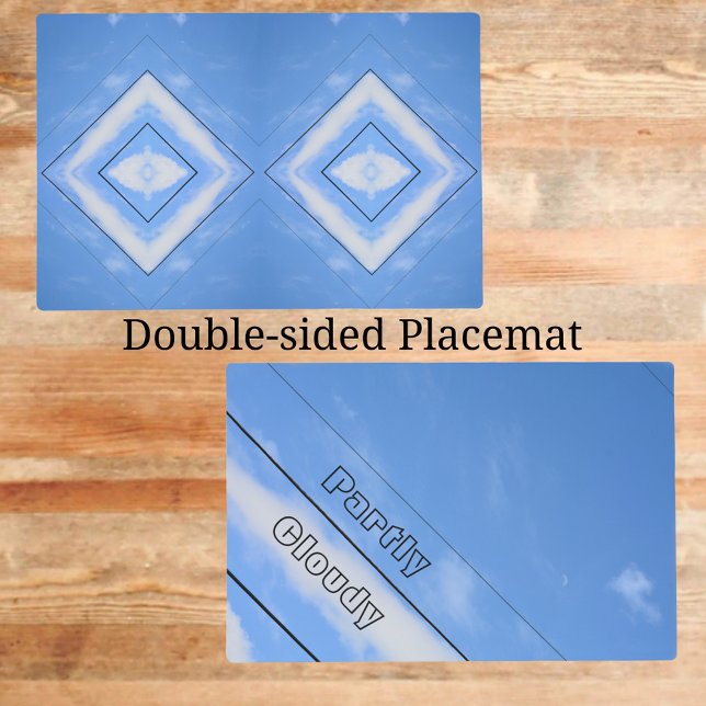 Blue and White Partly Cloudy Sky Tye Dye Placemat (Creator Uploaded)