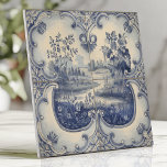 Blue and White Pastoral Landscape Ceramic Tile<br><div class="desc">Bring timeless elegance to your home with this stunning blue and white tile featuring a pastoral landscape framed by ornate scrollwork. The delicate hand-painted details evoke traditional Dutch or French countryside scenes, making it perfect for backsplashes, accent walls, or classic interior décor. This design combines vintage charm with sophisticated craftsmanship...</div>