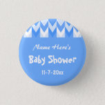 Blue And White Pattern Blue Chevron Baby Shower Pinback Button at Zazzle