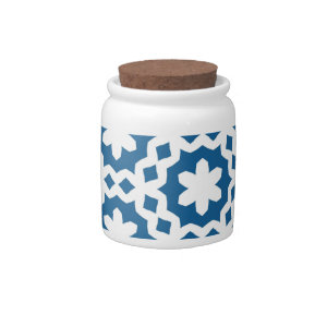 Blue and White Pattern Candy Jar