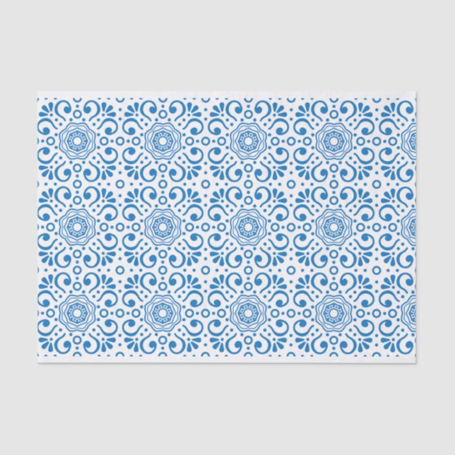 Blue and White Pattern Decoupage Paper (Front)