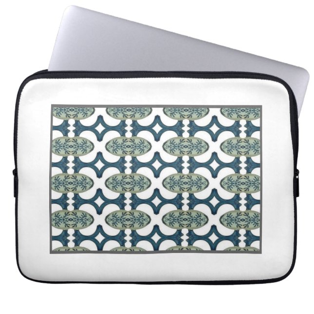 Blue And White Pattern Laptop Sleeve (Front)