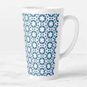 Blue and White Pattern Latte Mug