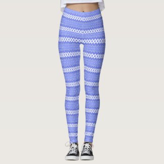blue and white pattern leggings