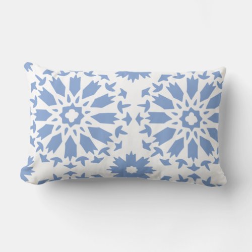Blue and White Pattern Lumbar Pillow