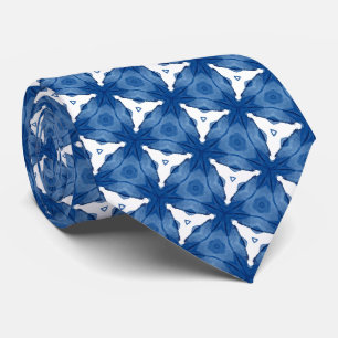 Blue and White Pattern Neck Tie