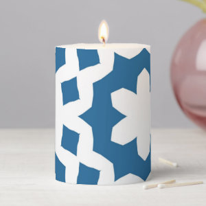 Blue and White Pattern Pillar Candle