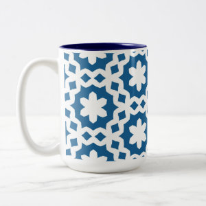 Blue and White Pattern Two-Tone Coffee Mug