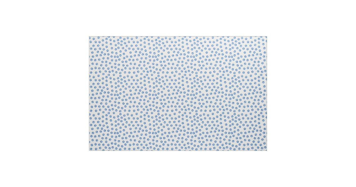 Blue and White Paw Print Fabric | Zazzle