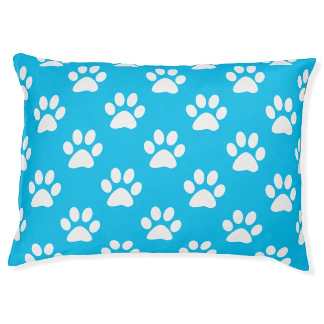 Blue and white paw prints pet bed (Front)