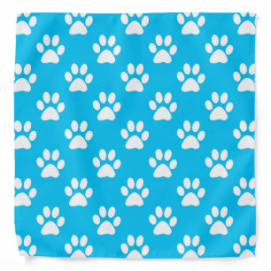 Blue and white paws pattern bandana