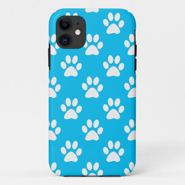 Blue and white paws pattern Case-Mate iPhone case (Back)