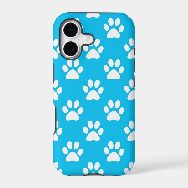 Blue and white paws pattern iphone case (Back)