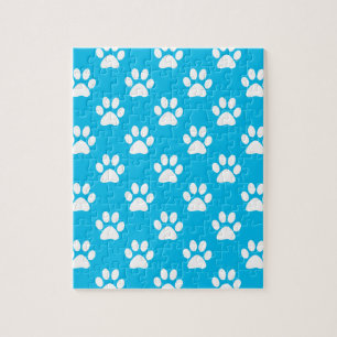 Blue and white paws pattern jigsaw puzzle