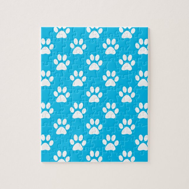 Blue and white paws pattern jigsaw puzzle (Vertical)