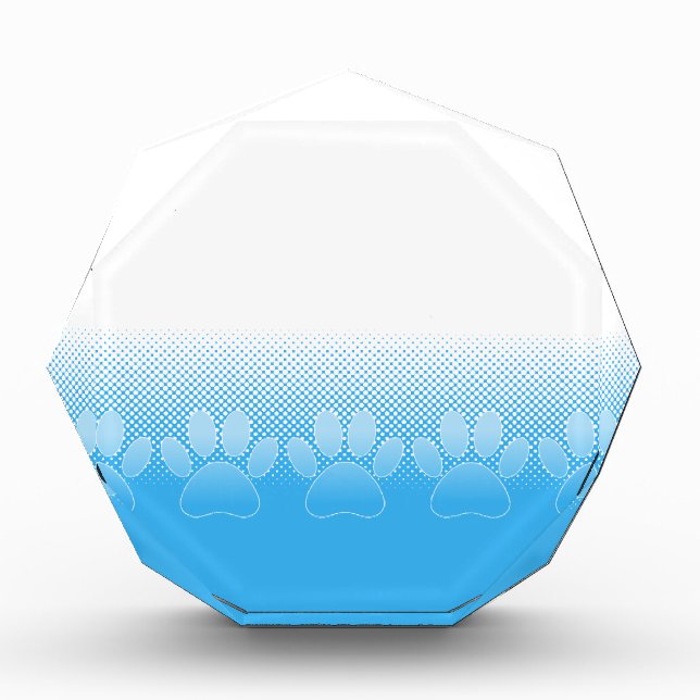 Blue And White Paws With Newsprint Background Award (Front)