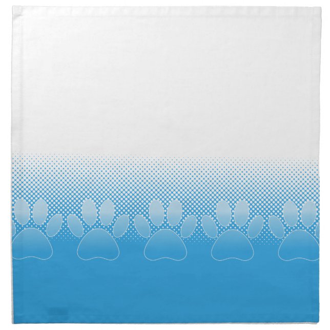 Blue And White Paws With Newsprint Background Cloth Napkin (Front)