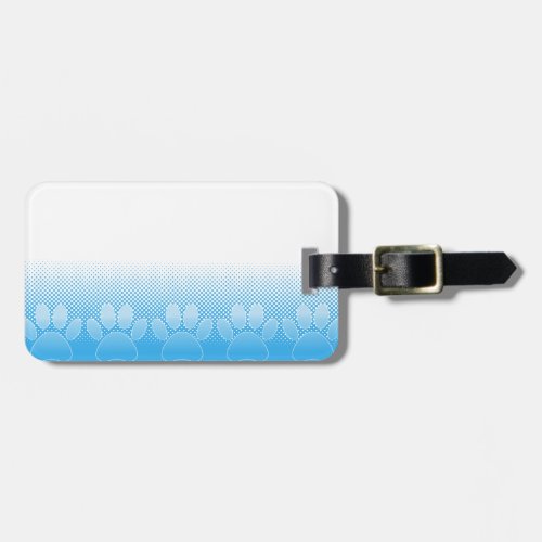Blue And White Paws With Newsprint Background Luggage Tag