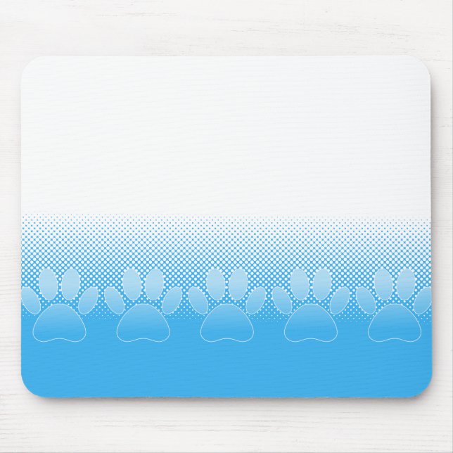 Blue And White Paws With Newsprint Background Mouse Pad (Front)