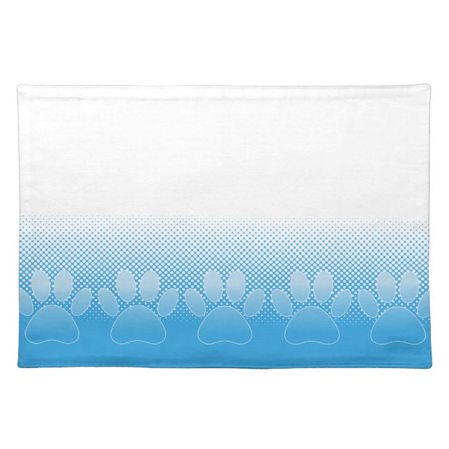 Blue And White Paws With Newsprint Background Placemat (Front)