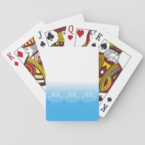 Blue And White Paws With Newsprint Background Poker Cards