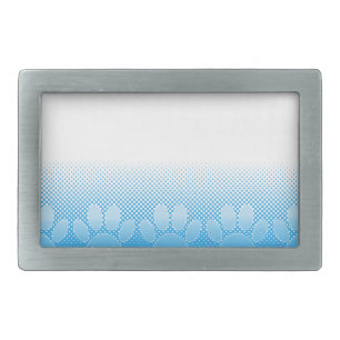 Blue And White Paws With Newsprint Background Rectangular Belt Buckle