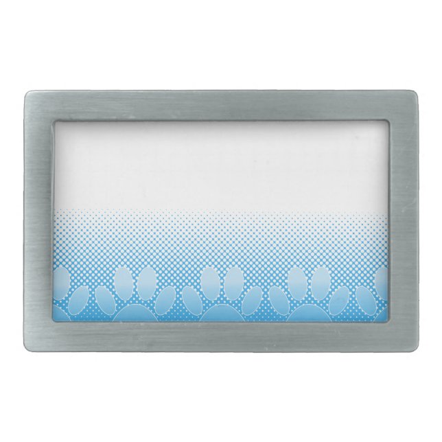 Blue And White Paws With Newsprint Background Rectangular Belt Buckle (Front)