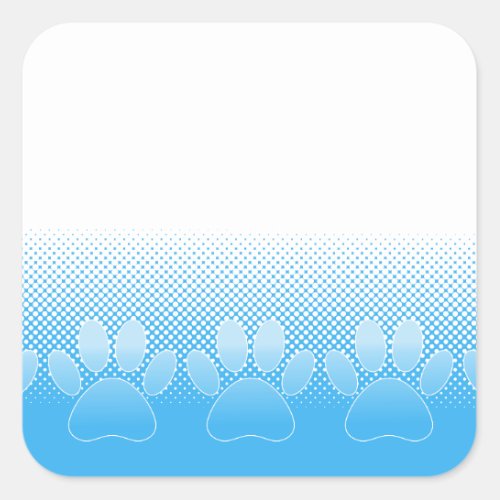 Blue And White Paws With Newsprint Background Square Sticker