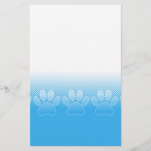 Blue And White Paws With Newsprint Background Stationery