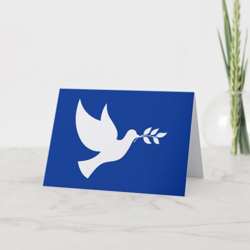 Blue and White Peace Dove Holiday Card