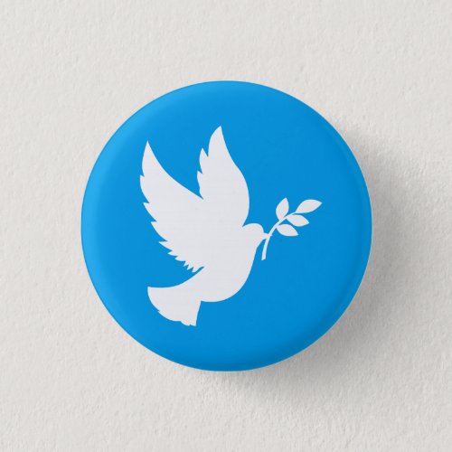 Blue and White Peace Dove Pinback Button